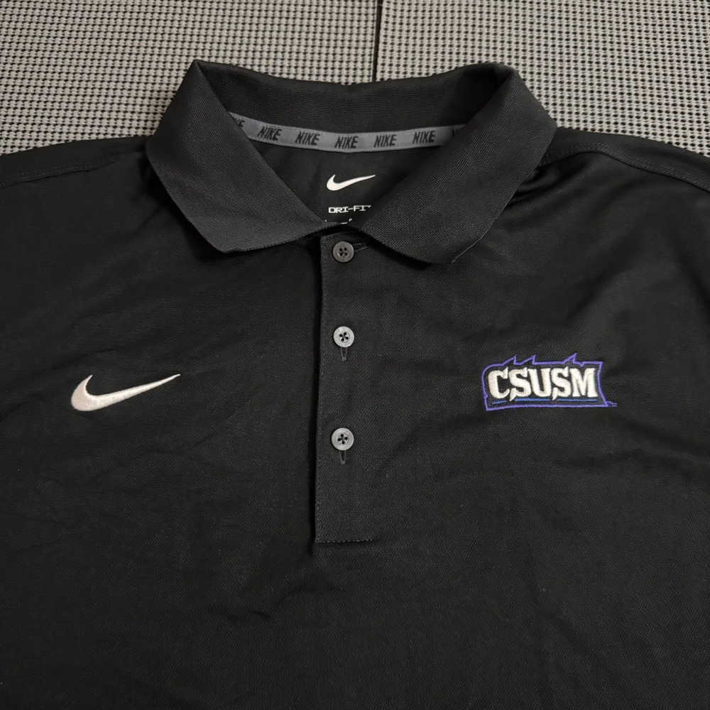 Nike Dri-FIT CSUSM Cougars Varsity Polo Shirt Black M51300 Mens Large NWT - Picture 4 of 6